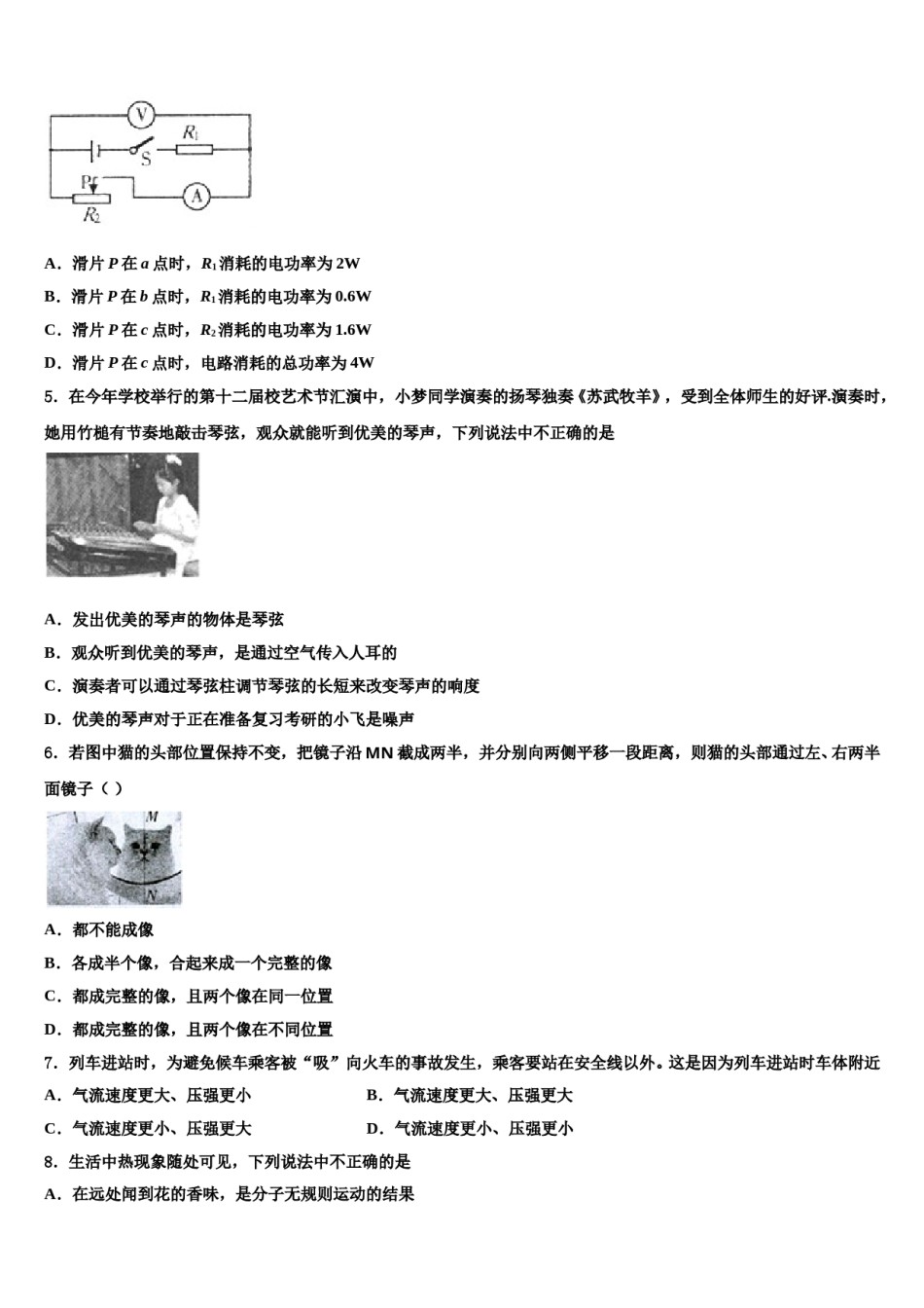 浙江省宁波市北仑区江南中学2024届中考物理模拟精编试卷含解析.doc_第2页