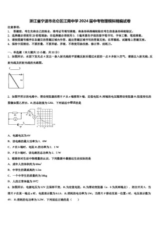 浙江省宁波市北仑区江南中学2024届中考物理模拟精编试卷含解析.doc