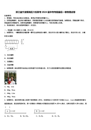浙江省宁波镇海区六校联考2024届中考考前最后一卷物理试卷含解析.doc