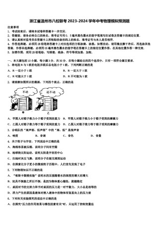 浙江省温州市八校联考2023-2024学年中考物理模拟预测题含解析.doc