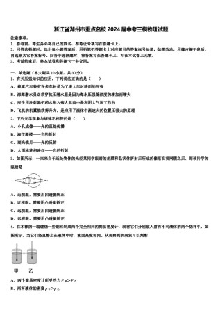 浙江省湖州市重点名校2024届中考三模物理试题含解析.doc