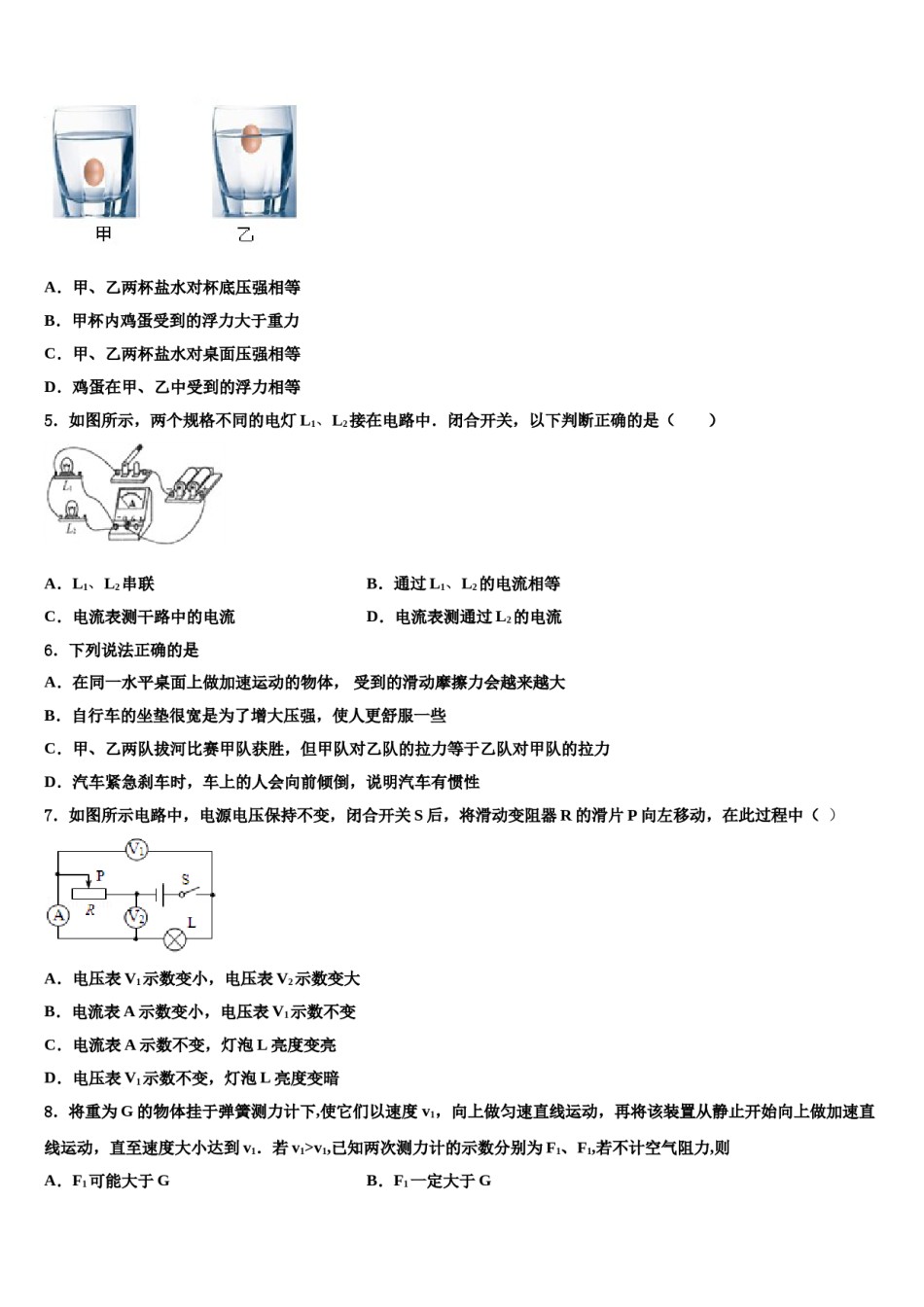 浙江省绍兴市上虞区城南中学2024届中考三模物理试题含解析.doc_第2页