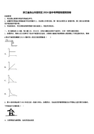浙江省舟山市普陀区2024届中考押题物理预测卷含解析.doc