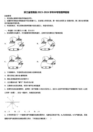 浙江省苍南县2023-2024学年中考物理押题卷含解析.doc
