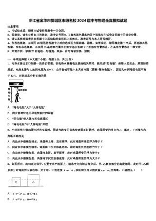 浙江省金华市婺城区市级名校2024届中考物理全真模拟试题含解析.doc