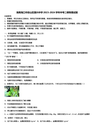海南海口市琼山区国兴中学2023-2024学年中考二模物理试题含解析.doc