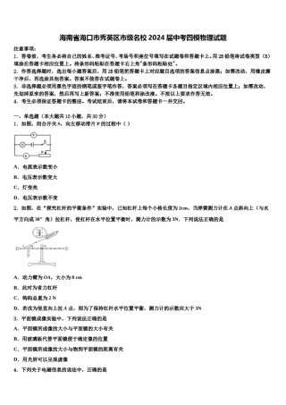 海南省海口市秀英区市级名校2024届中考四模物理试题含解析.doc