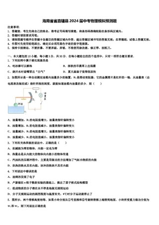 海南省省直辖县2024届中考物理模拟预测题含解析.doc