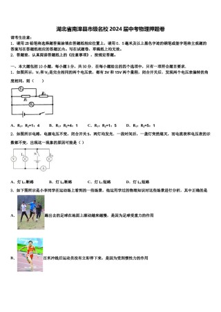 湖北省南漳县市级名校2024届中考物理押题卷含解析.doc