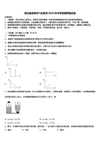 湖北省孝感市八校联考2024年中考物理押题试卷含解析.doc