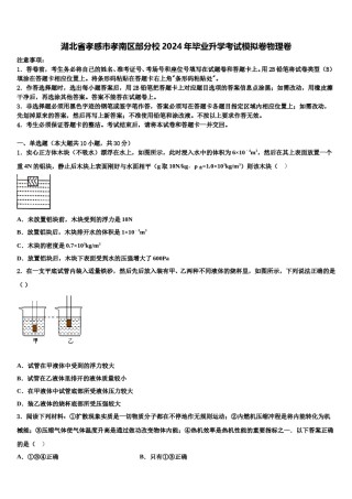湖北省孝感市孝南区部分校2024年毕业升学考试模拟卷物理卷含解析.doc