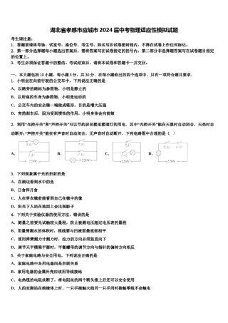 湖北省孝感市应城市2024届中考物理适应性模拟试题含解析.doc