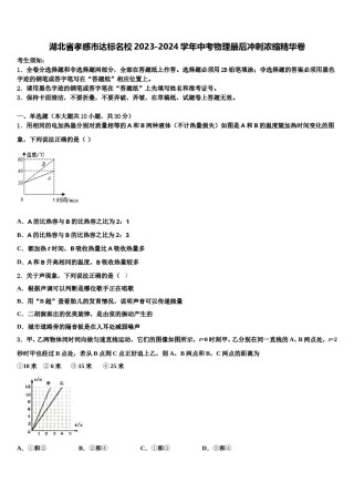 湖北省孝感市达标名校2023-2024学年中考物理最后冲刺浓缩精华卷含解析.doc
