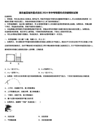 湖北省宜城市重点名校2024年中考物理对点突破模拟试卷含解析.doc