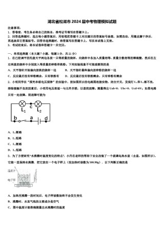 湖北省松滋市2024届中考物理模拟试题含解析.doc