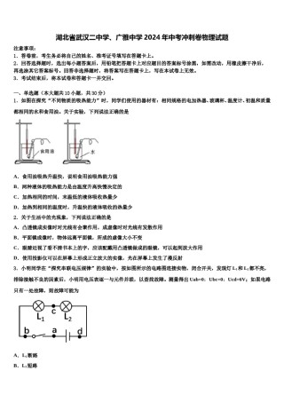 湖北省武汉二中学、广雅中学2024年中考冲刺卷物理试题含解析.doc