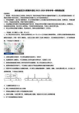 湖北省武汉大附属外语校2023-2024学年中考一模物理试题含解析.doc