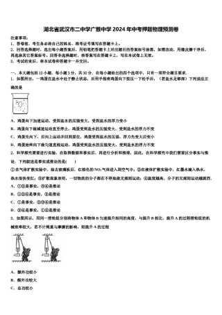 湖北省武汉市二中学广雅中学2024年中考押题物理预测卷含解析.doc