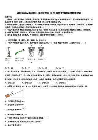 湖北省武汉市武昌区粮道街中学2024届中考试题猜想物理试卷含解析.doc