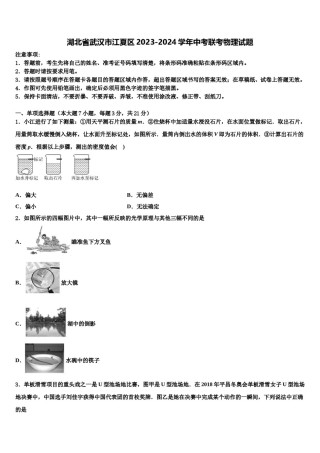 湖北省武汉市江夏区2023-2024学年中考联考物理试题含解析.doc