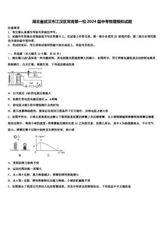 湖北省武汉市江汉区常青第一校2024届中考物理模拟试题含解析.doc