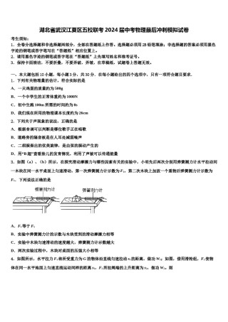 湖北省武汉江夏区五校联考2024届中考物理最后冲刺模拟试卷含解析.doc