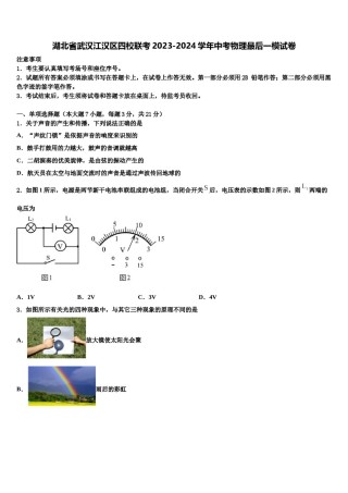 湖北省武汉江汉区四校联考2023-2024学年中考物理最后一模试卷含解析.doc