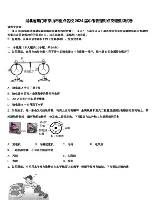 湖北省荆门市京山市重点名校2024届中考物理对点突破模拟试卷含解析.doc