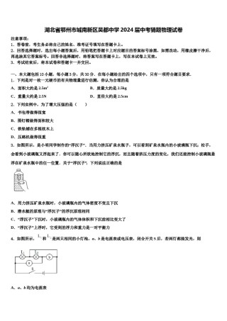 湖北省鄂州市城南新区吴都中学2024届中考猜题物理试卷含解析.doc