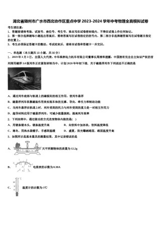 湖北省随州市广水市西北协作区重点中学2023-2024学年中考物理全真模拟试卷含解析.doc