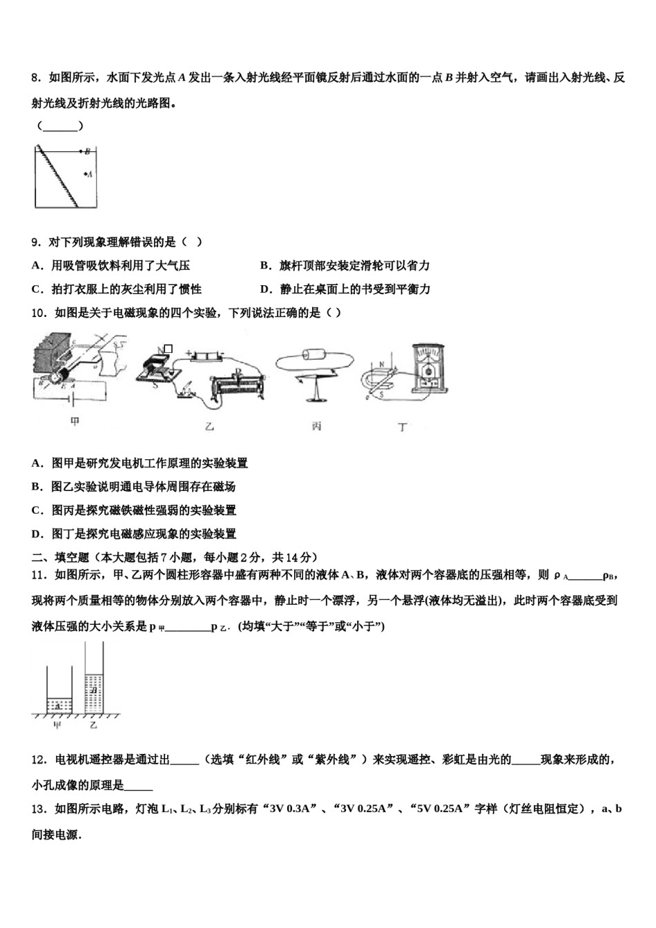 湖北省黄冈中学2023-2024学年中考猜题物理试卷含解析.doc_第3页