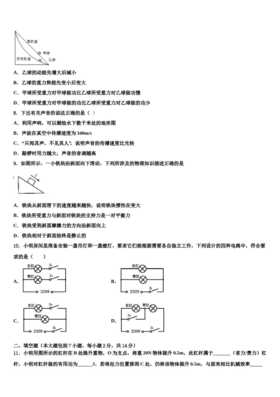 湖北省黄冈市东坡中学2024届中考三模物理试题含解析.doc_第2页