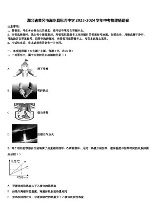 湖北省黄冈市浠水县巴河中学2023-2024学年中考物理猜题卷含解析.doc