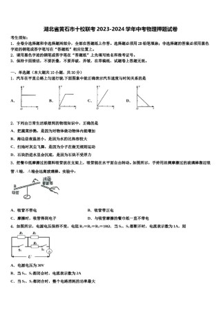 湖北省黄石市十校联考2023-2024学年中考物理押题试卷含解析.doc