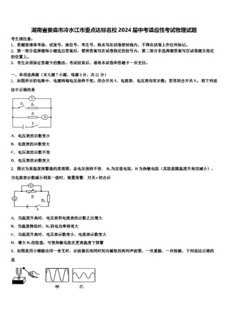 湖南省娄底市冷水江市重点达标名校2024届中考适应性考试物理试题含解析.doc