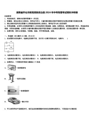 湖南省怀化市新晃侗族自治县2024年中考物理考试模拟冲刺卷含解析.doc