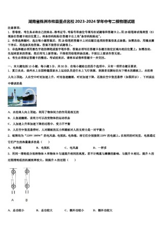 湖南省株洲市攸县重点名校2023-2024学年中考二模物理试题含解析.doc