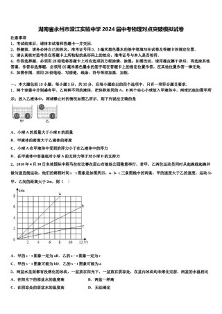 湖南省永州市澄江实验中学2024届中考物理对点突破模拟试卷含解析.doc