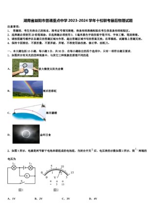 湖南省益阳市普通重点中学2023-2024学年十校联考最后物理试题含解析.doc