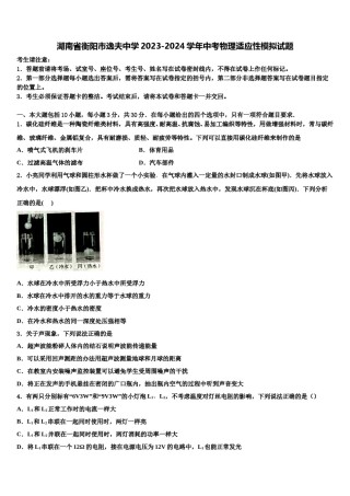 湖南省衡阳市逸夫中学2023-2024学年中考物理适应性模拟试题含解析.doc