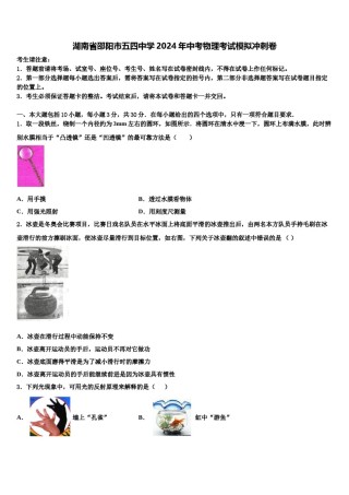 湖南省邵阳市五四中学2024年中考物理考试模拟冲刺卷含解析.doc
