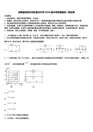 湖南省邵阳市郊区重点中学2024届中考物理最后一模试卷含解析.doc