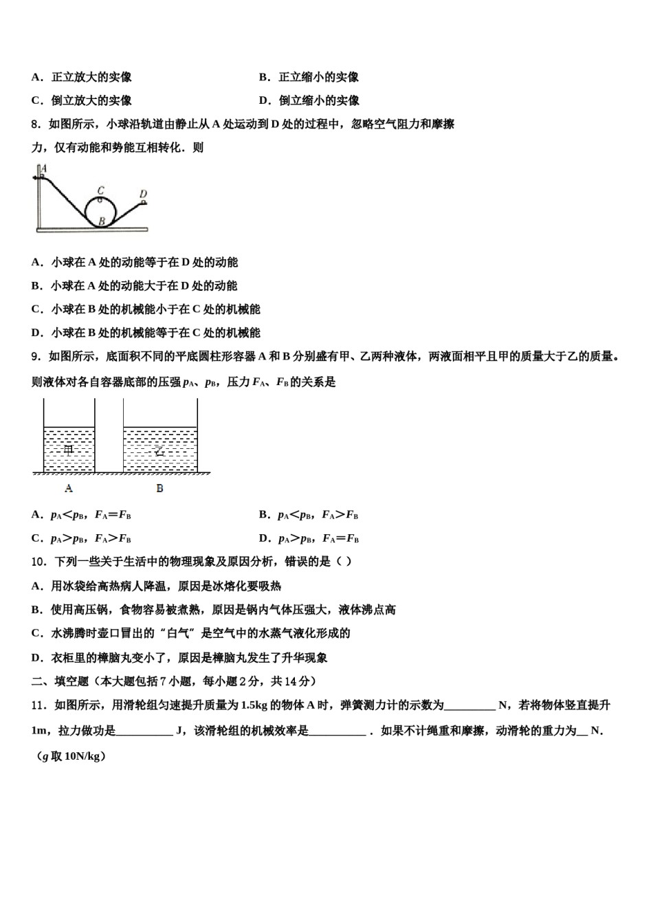 湖南省郴州市临武县达标名校2024年中考一模物理试题含解析.doc_第3页