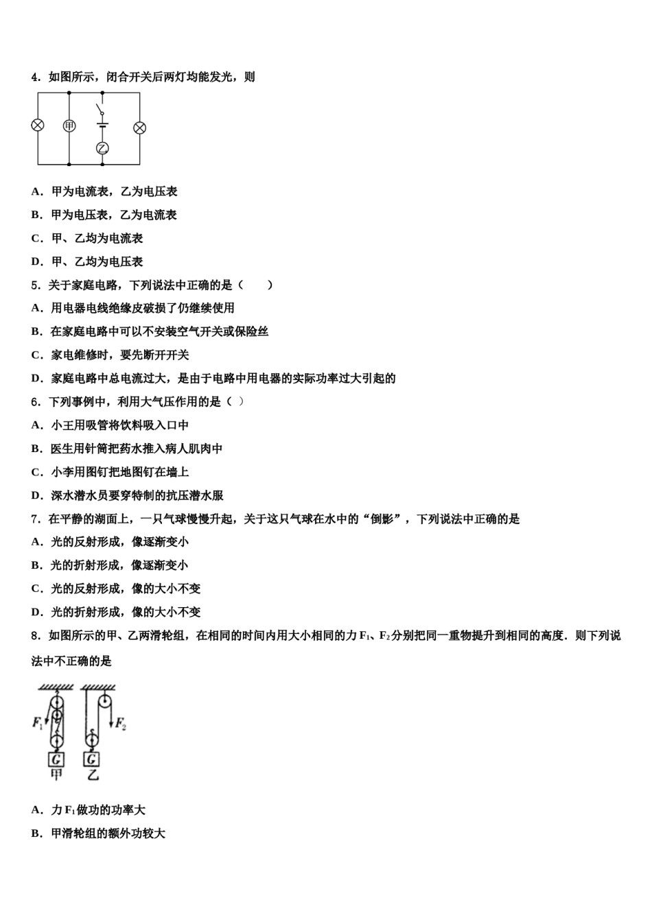 湖南省郴州市临武县达标名校2024年中考物理最后一模试卷含解析.doc_第2页