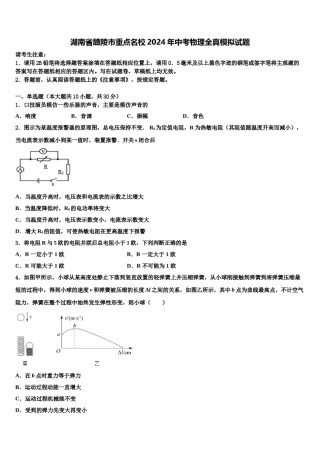 湖南省醴陵市重点名校2024年中考物理全真模拟试题含解析.doc