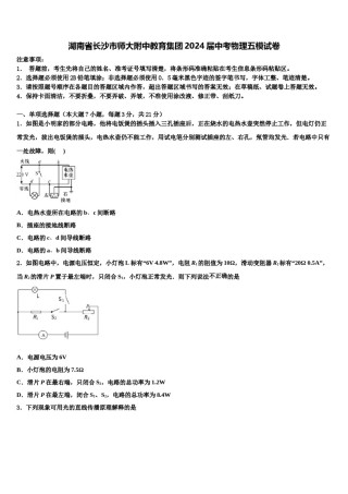 湖南省长沙市师大附中教育集团2024届中考物理五模试卷含解析.doc