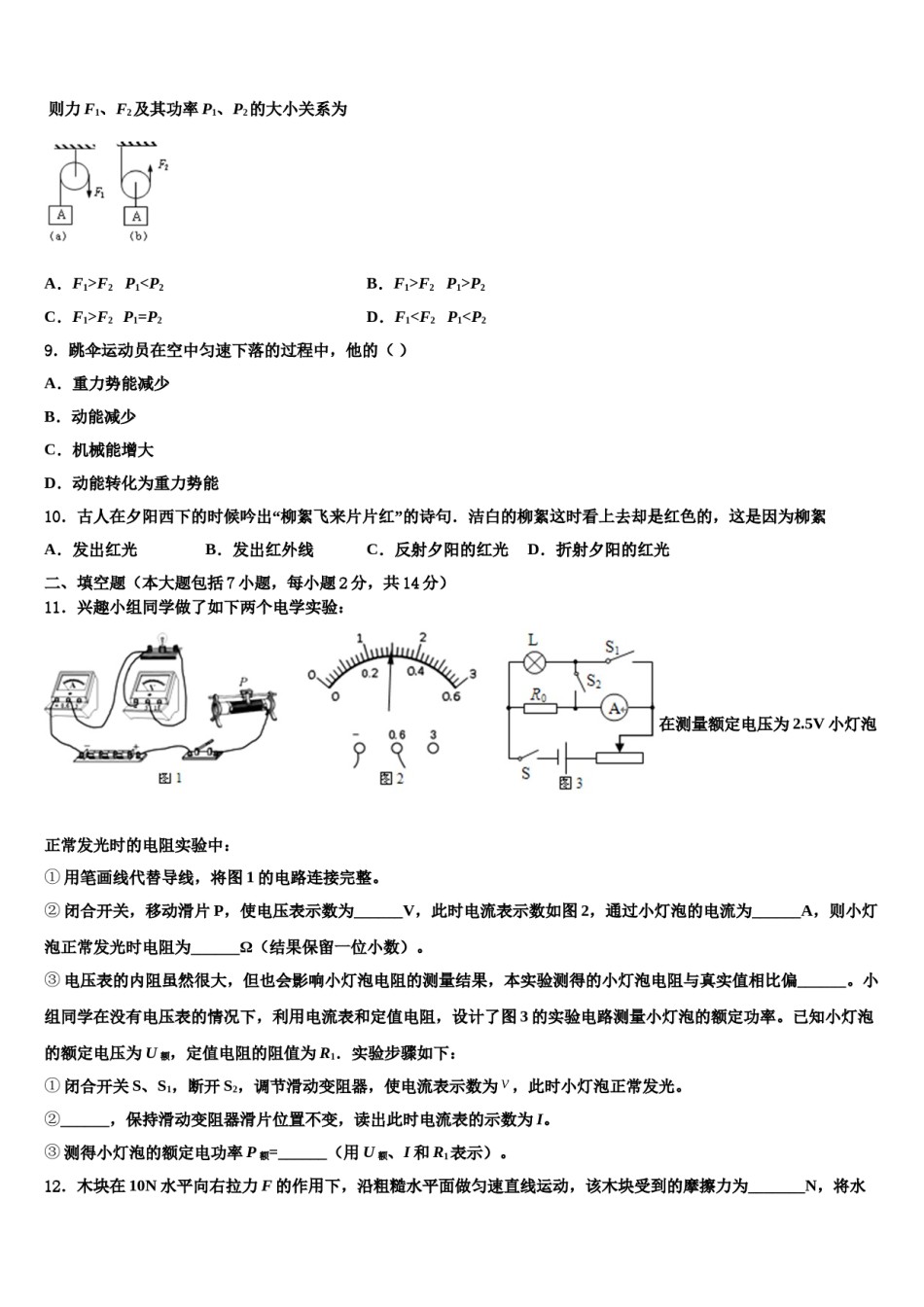 湖南省长沙市雅礼实验中学2024届中考物理押题试卷含解析.doc_第3页