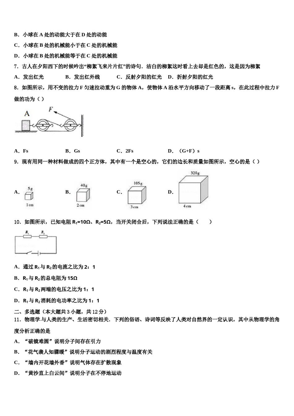 湖南省隆回县2024届中考物理押题卷含解析.doc_第3页
