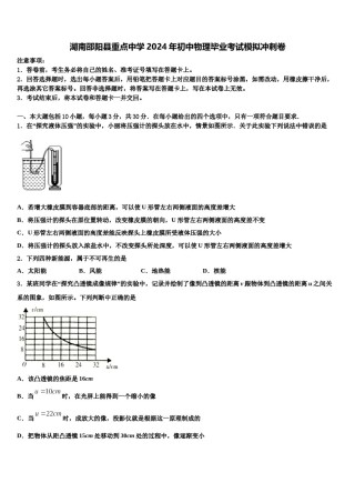 湖南邵阳县重点中学2024年初中物理毕业考试模拟冲刺卷含解析.doc
