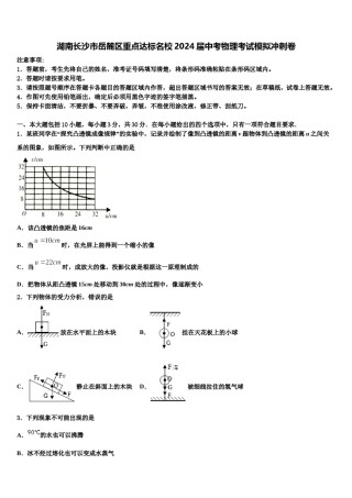 湖南长沙市岳麓区重点达标名校2024届中考物理考试模拟冲刺卷含解析.doc